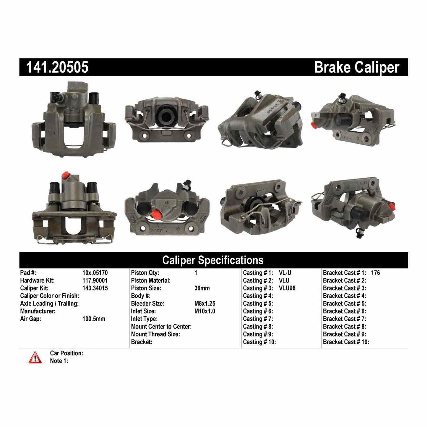 Centric Parts Disc Brake Caliper Semi-Loaded with Anti-Corrosion Finish for 1990-1994 Jaguar Vanden Plas XJ6 XJ12 141.20505