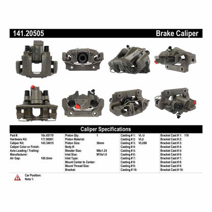 Centric Parts Disc Brake Caliper Semi-Loaded with Anti-Corrosion Finish for 1990-1994 Jaguar Vanden Plas XJ6 XJ12 141.20505