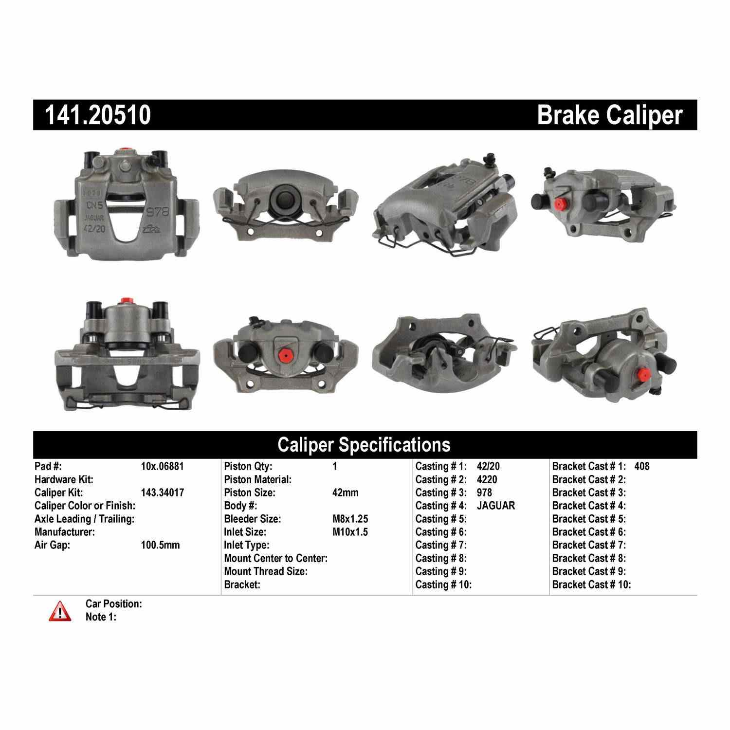 Centric Parts Semi-Loaded Brake Caliper 141.20510