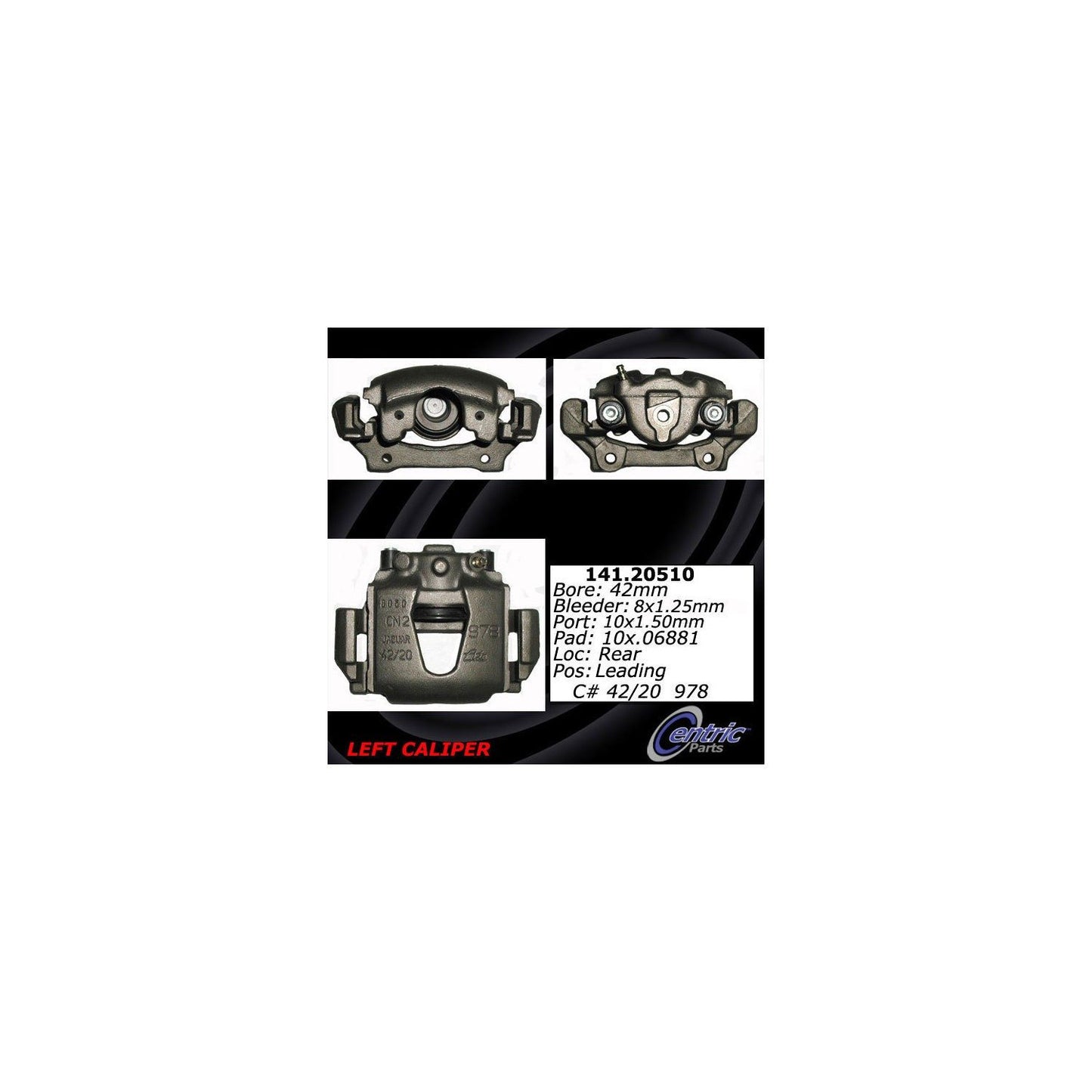Centric Parts Disc Brake Caliper Semi-Loaded with Anti-Corrosion Finish for 2003-1998 Jaguar Vanden Plas XJ8 2003-1998 XJR 2001-1998 XK8 2006-1997 XKR 2003-2000 141.20510