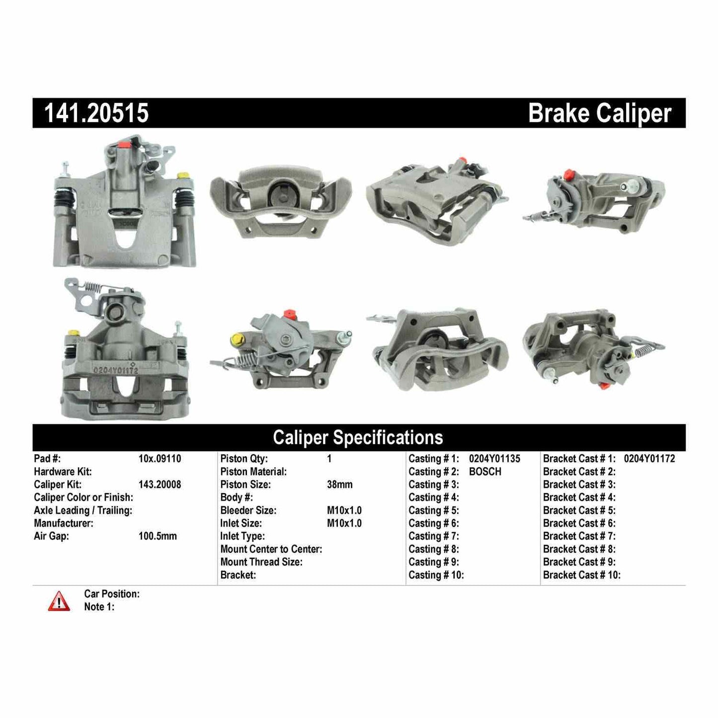 Centric Parts Disc Brake Caliper Semi-Loaded with Anti-Corrosion Finish for 2001-2004 Ford Mondeo 2002-2004 Jaguar X-Type 141.20515