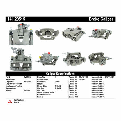 Centric Parts Disc Brake Caliper Semi-Loaded with Anti-Corrosion Finish for 2001-2004 Ford Mondeo 2002-2004 Jaguar X-Type 141.20515