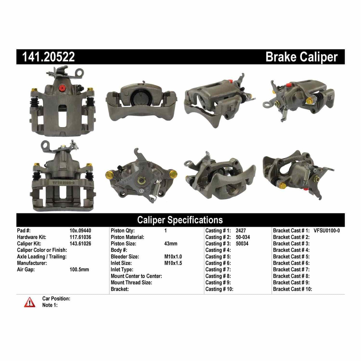 Centric Parts Disc Brake Caliper Semi-Loaded with anti‑corrosion finish for 2003‑2006 Jaguar S‑Type & Lincoln LS 141.20522