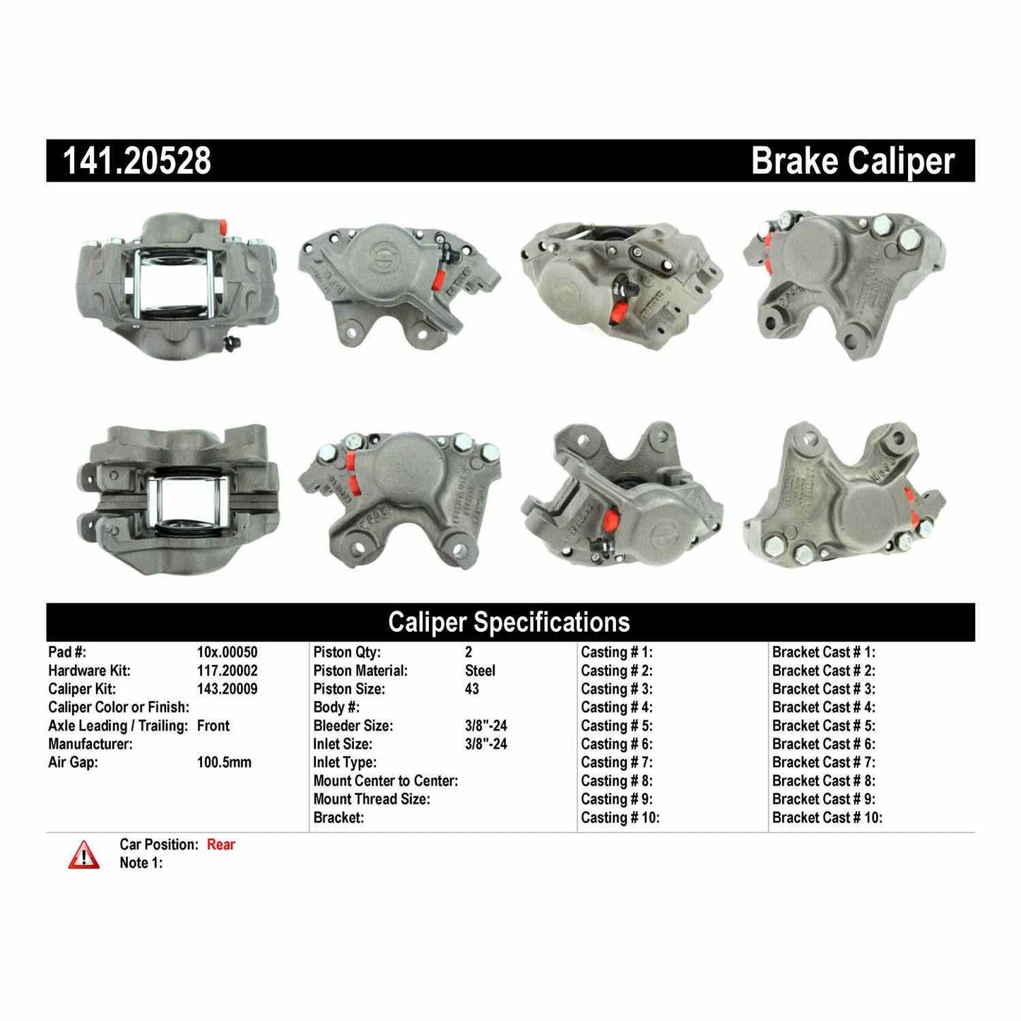 Centric Parts Disc Brake Caliper Semi-Loaded for Jaguar 420 1968-1967 V12 1974 XJ 1971-1968 XJ6 1986-1972 XJ12 1979-1973 XJ12 1986-1981 XJS 1982-1976 XKE 1974-1968 141.20528