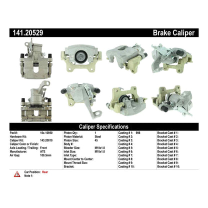 Centric Parts Disc Brake Caliper Semi-Loaded with Anti-Corrosion Finish for 2006-2016 Jaguar Vanden Plas XF XJ XK XKR 141.20529
