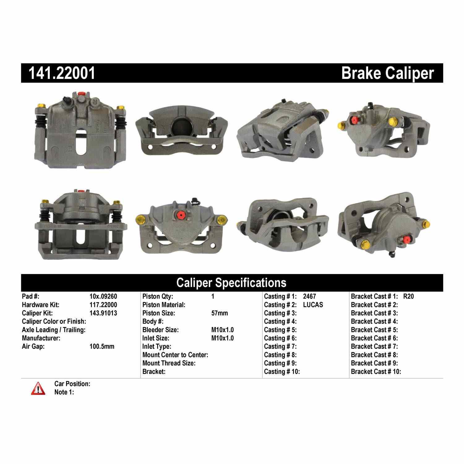Centric Parts Semi-Loaded Brake Caliper 141.22001