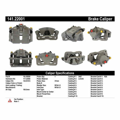Centric Parts Disc Brake Caliper Semi-Loaded for 2002-2005 Land Rover Freelander 141.22001