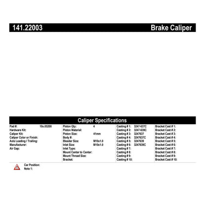 Centric Parts Disc Brake Caliper Semi-Loaded for 1990-1993 Land Rover Range Rover 141.22003
