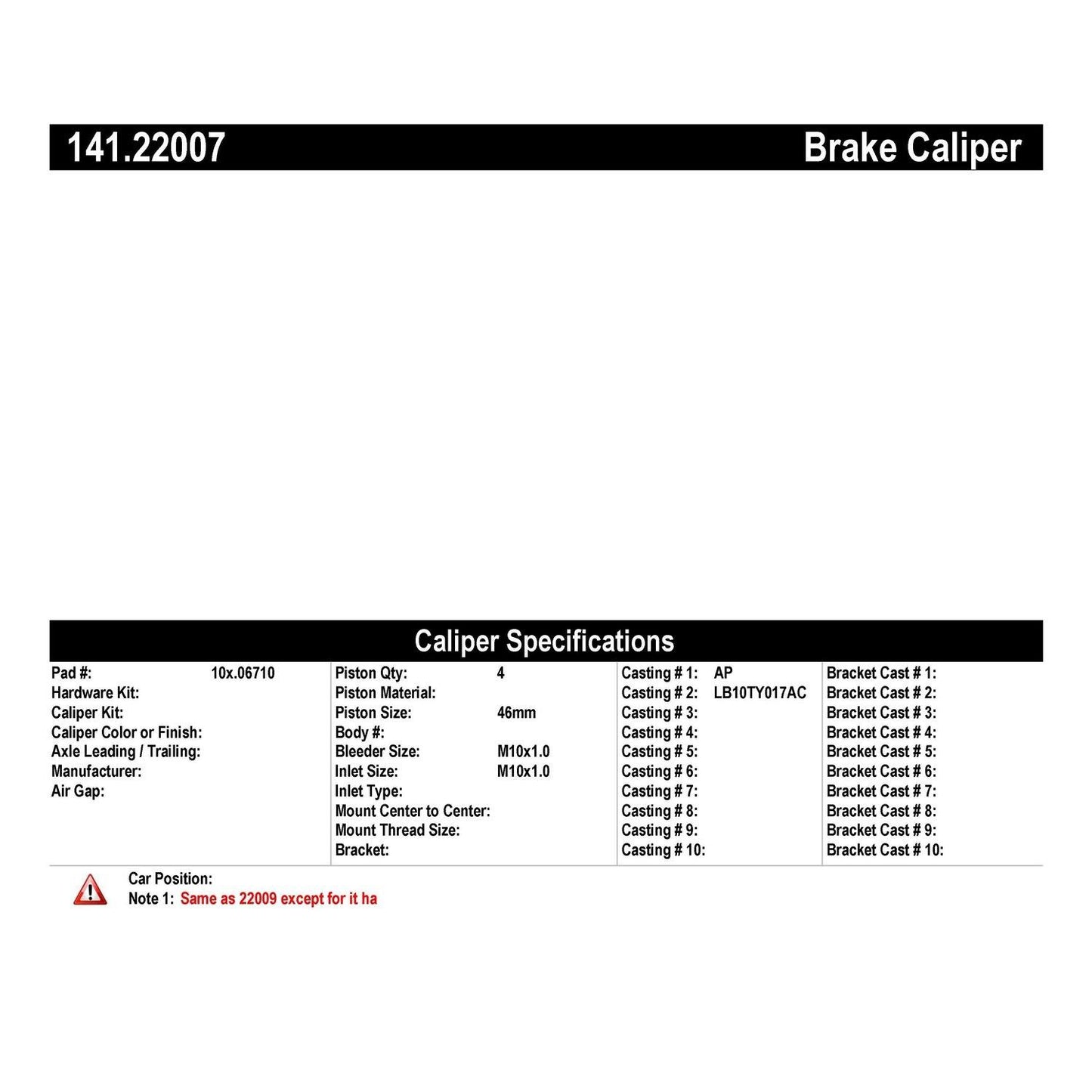 Centric Parts Semi-Loaded Brake Caliper 141.22007
