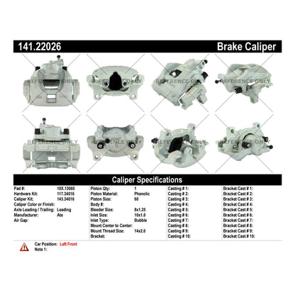 Centric Parts Semi-Loaded Disc Brake Caliper with anti-corrosion finish 141.22026