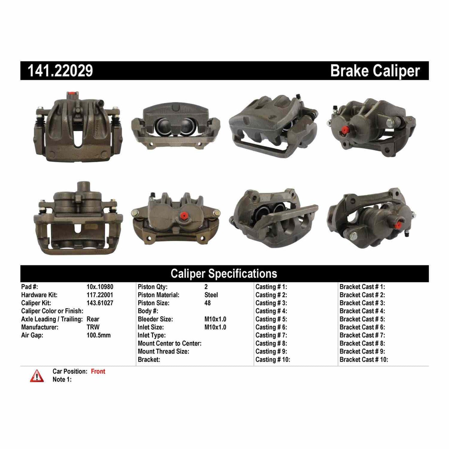Stoptech Centric Semi-Loaded Brake Caliper - Front Right 141.22029