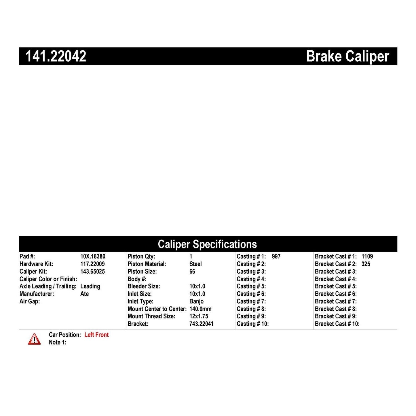 Centric Parts Disc Brake Caliper Semi-Loaded with Anti-Corrosion Finish 141.22042