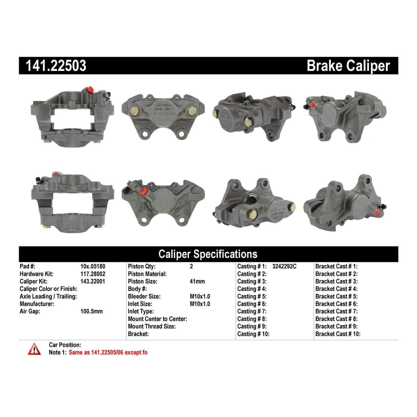 Centric Parts Disc Brake Caliper Semi-Loaded for 141.22503