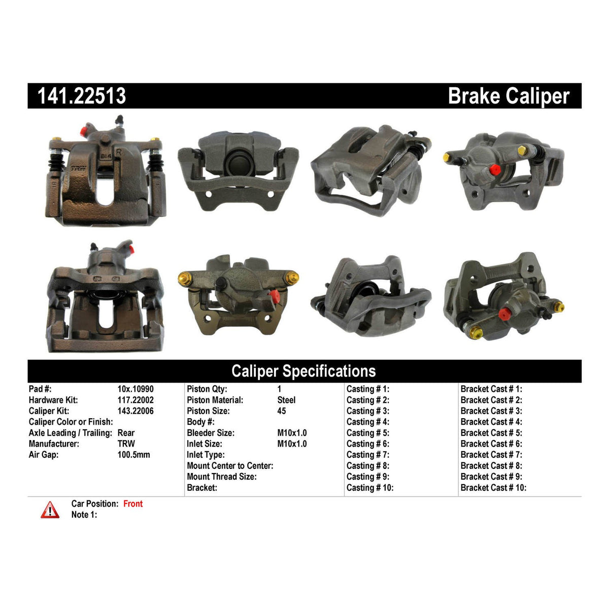 Centric Parts Disc Brake Caliper Semi-Loaded for 141.22513