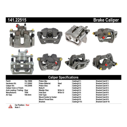 Stoptech Centric Semi-Loaded Brake Caliper - Rear Right 141.22515