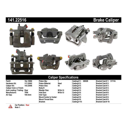 Centric Parts Disc Brake Caliper Semi-Loaded 141.22516