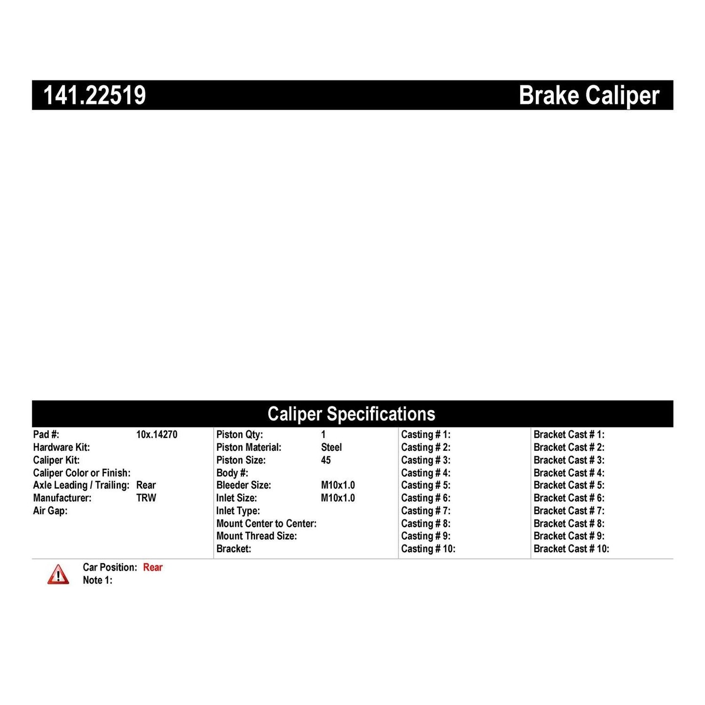 Centric Parts Semi-Loaded Brake Caliper 141.22519