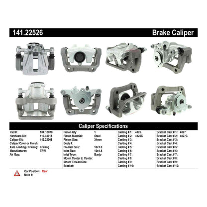 Centric Parts Disc Brake Caliper Semi-Loaded EPB 141.22526
