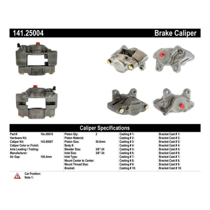 Centric Parts Disc Brake Caliper Semi-Loaded with Anti-Corrosion Finish 141.25004