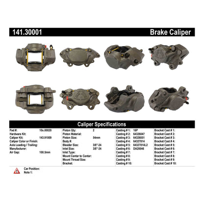 Centric Parts Disc Brake Caliper Semi-Loaded with Anti-Corrosion Finish 141.30001