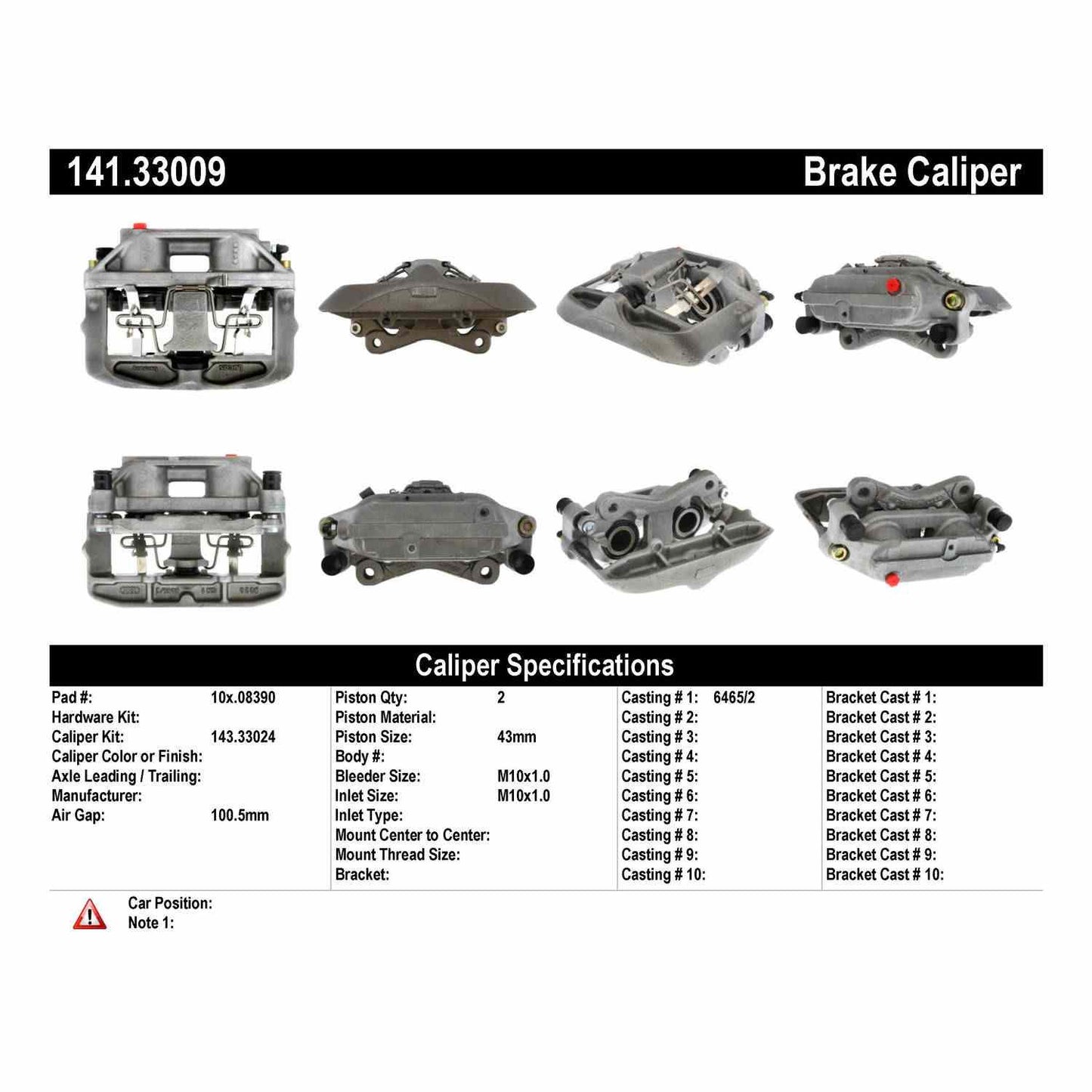 Centric Parts Disc Brake Caliper Semi-Loaded for 141.33009