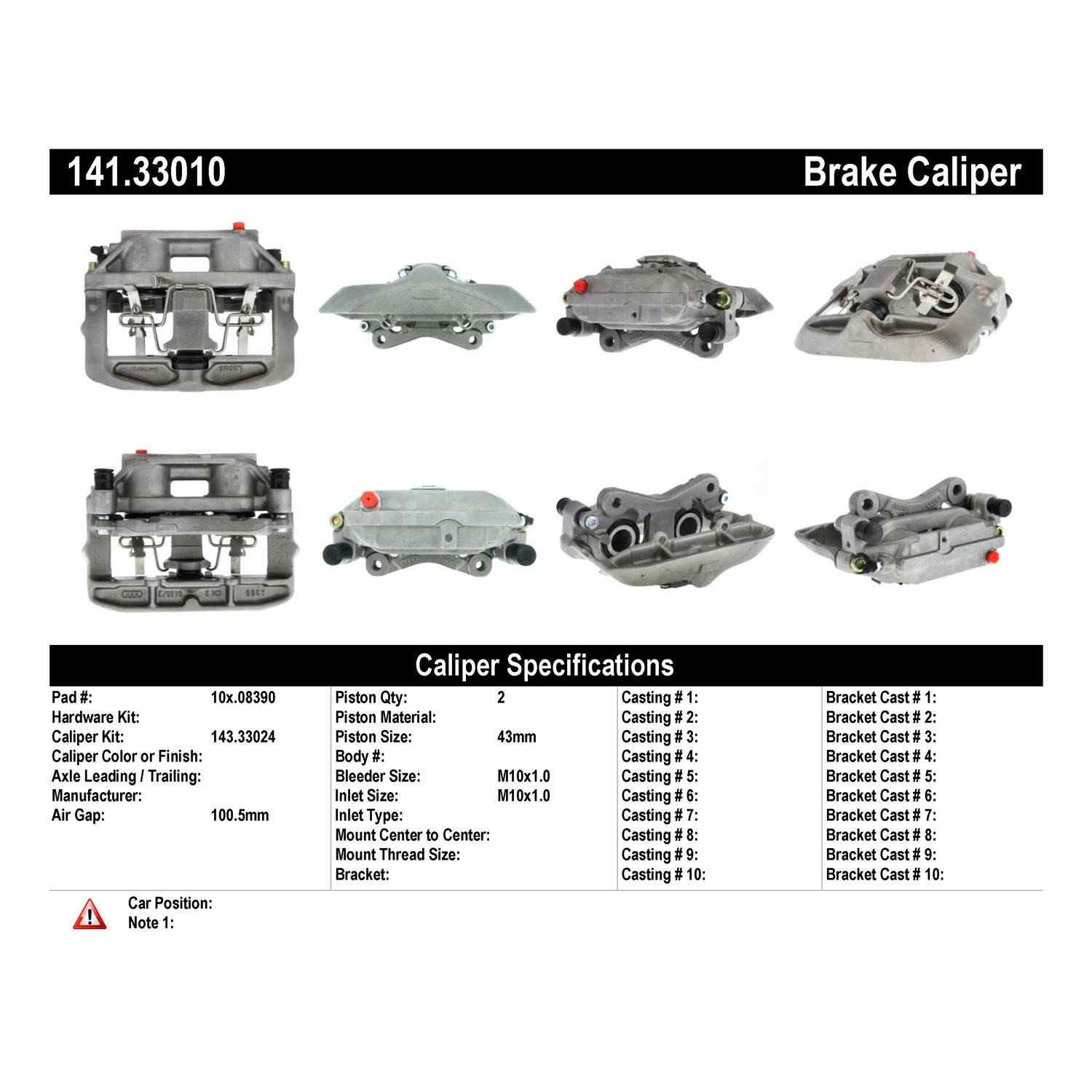 Stoptech Centric 00-04 Audi A6 Quattro Front Left Semi-Loaded Caliper 141.33010