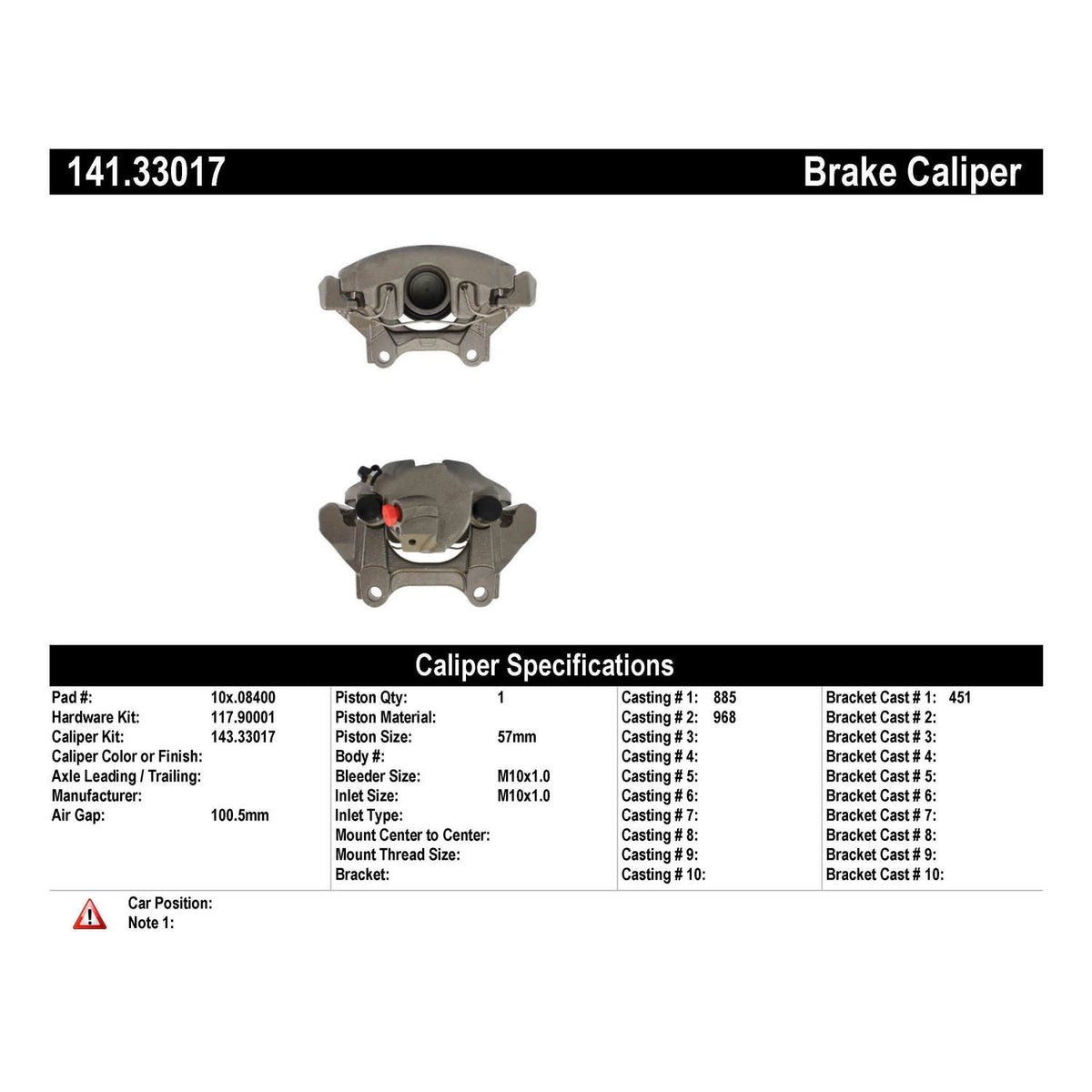 Centric Parts Semi-Loaded Brake Caliper 141.33017