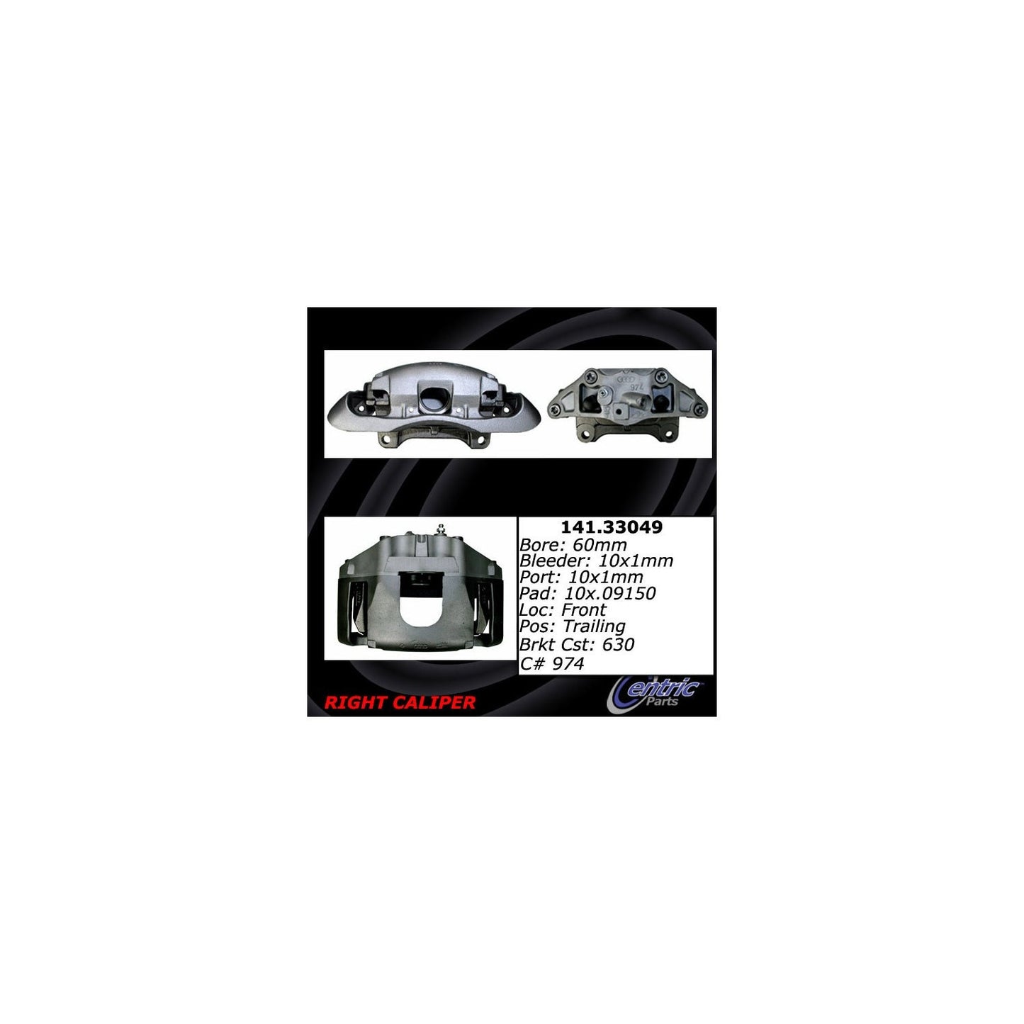 Centric Parts Disc Brake Caliper Semi-Loaded with Anti-Corrosion Finish for 2002-2005 Audi A6 Quattro Allroad 141.33049