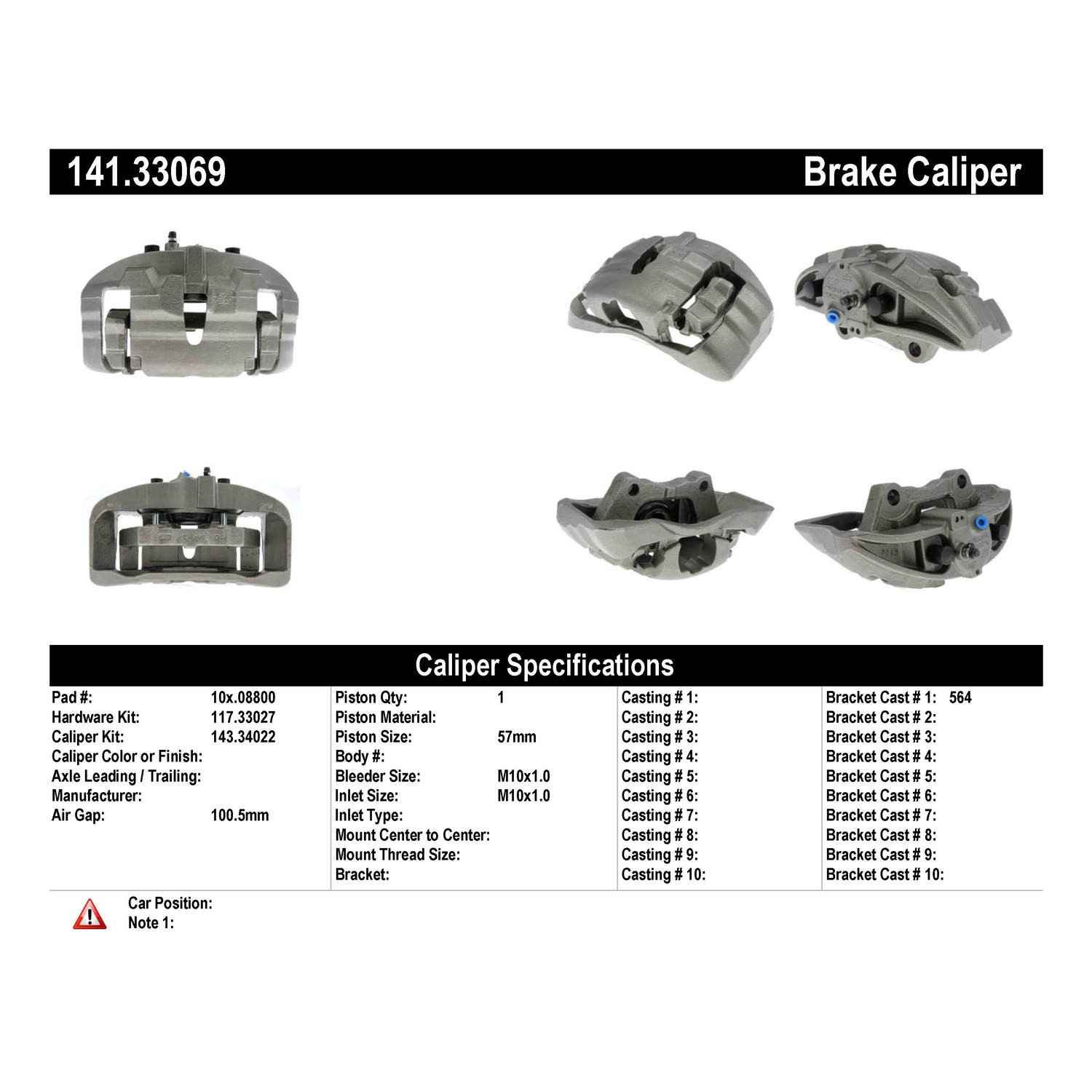 Stoptech Centric 01-03 Volkswagen EuroVan / 02-08 Volkswagen Sharan Semi-Loaded Brake Caliper - Front Right 141.33069