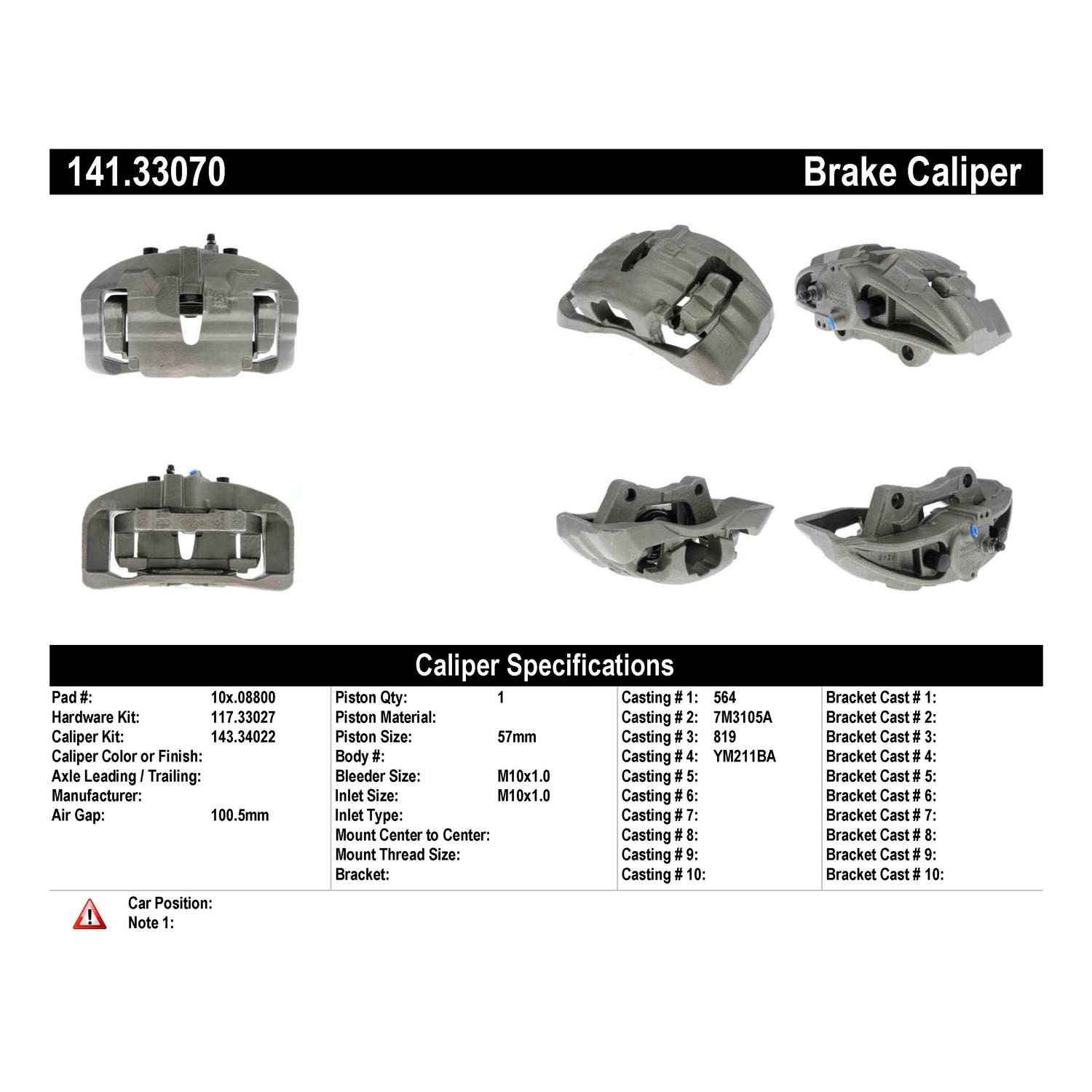 Stoptech Centric 01-03 Volkswagen EuroVan / 02-08 Volkswagen Sharan Semi-Loaded Brake Caliper - Front Left 141.33070