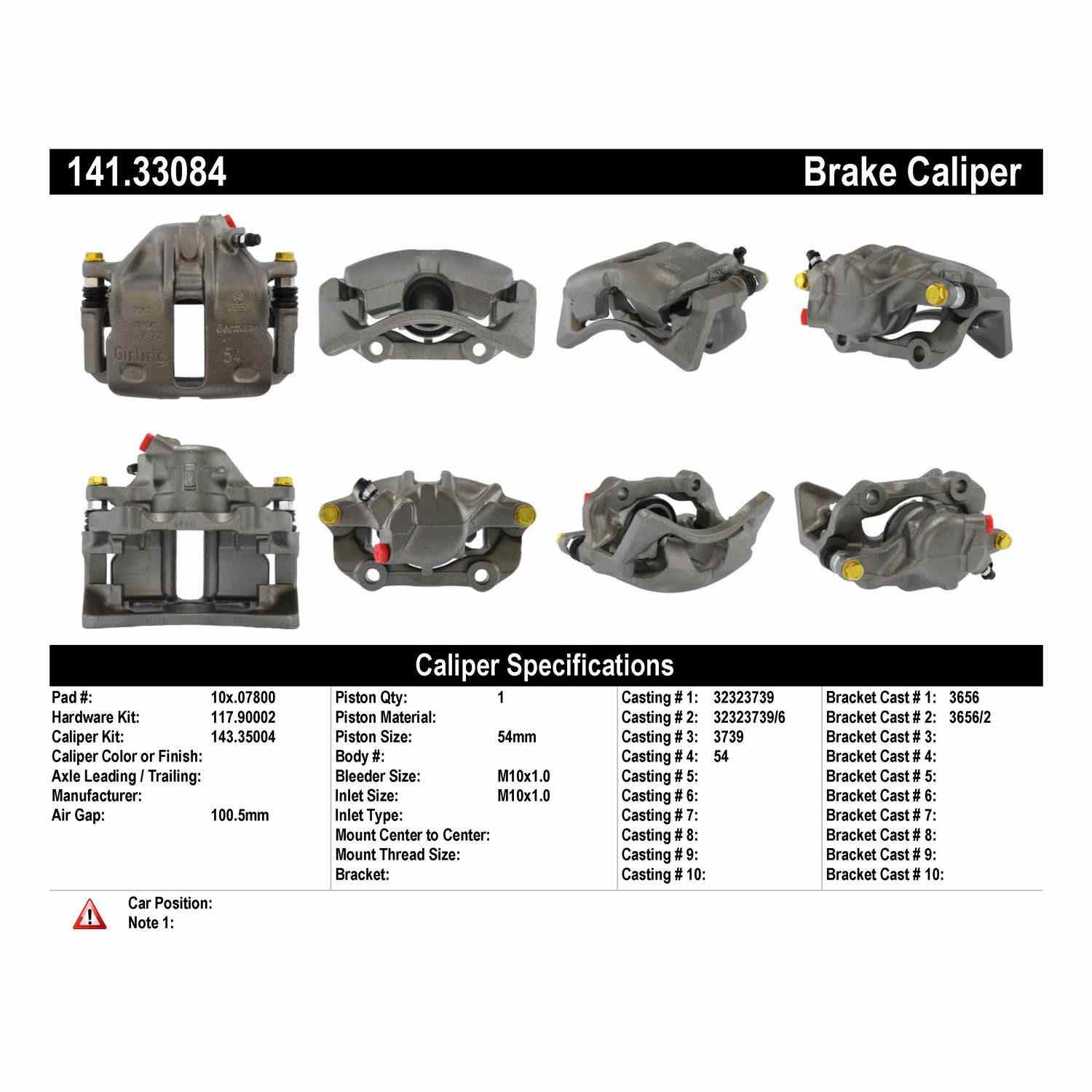 Stoptech Centric 84-86 Audi 5000 / 90-92 Volkswagen Corrado Semi-Loaded Brake Caliper - Front Left 141.33084