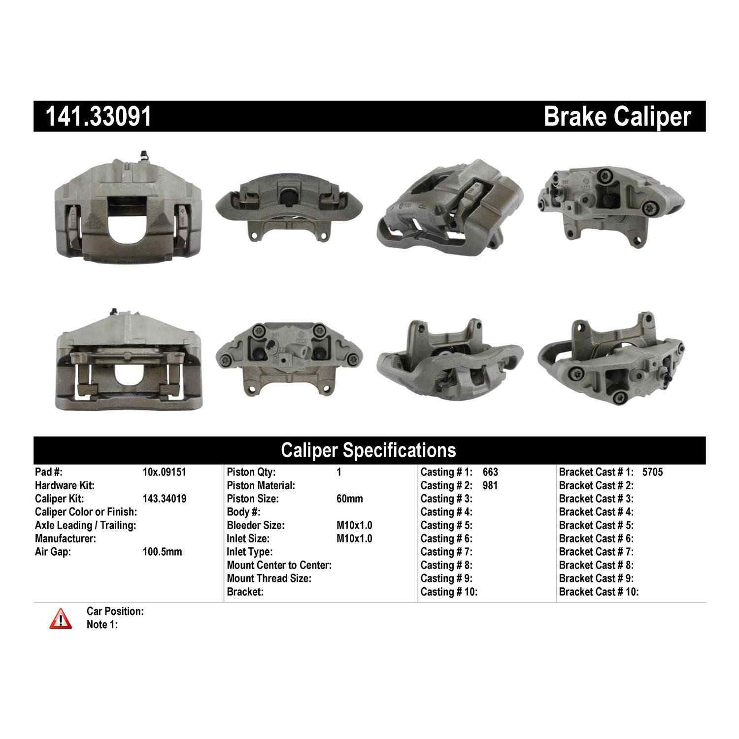 Stoptech Centric 05-11 Audi A6 Quattro / 04-09 Audi S4 Semi-Loaded Brake Caliper - Front Right 141.33091