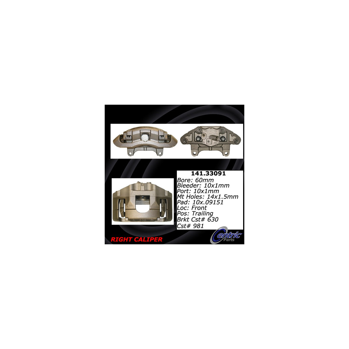Centric Parts Disc Brake Caliper with anti-corrosion finish