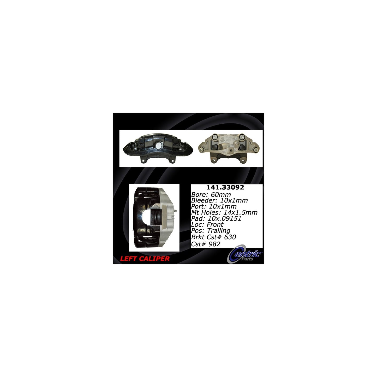 Stoptech Centric 05-11 Audi A6 Quattro / 04-09 Audi S4 Semi-Loaded Brake Caliper - Front Left 141.33092