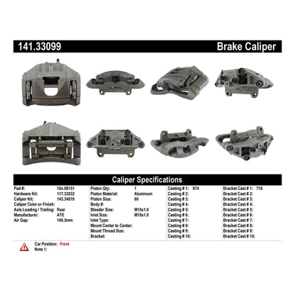Centric Parts Semi-Loaded Brake Caliper 141.33099