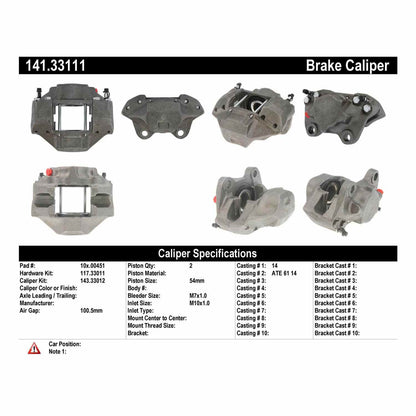 Centric Parts Disc Brake Caliper Remanufactured with Anti-Corrosion Finish 141.33111