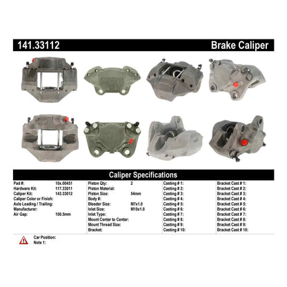 Centric Parts Semi-Loaded Brake Caliper 141.33112