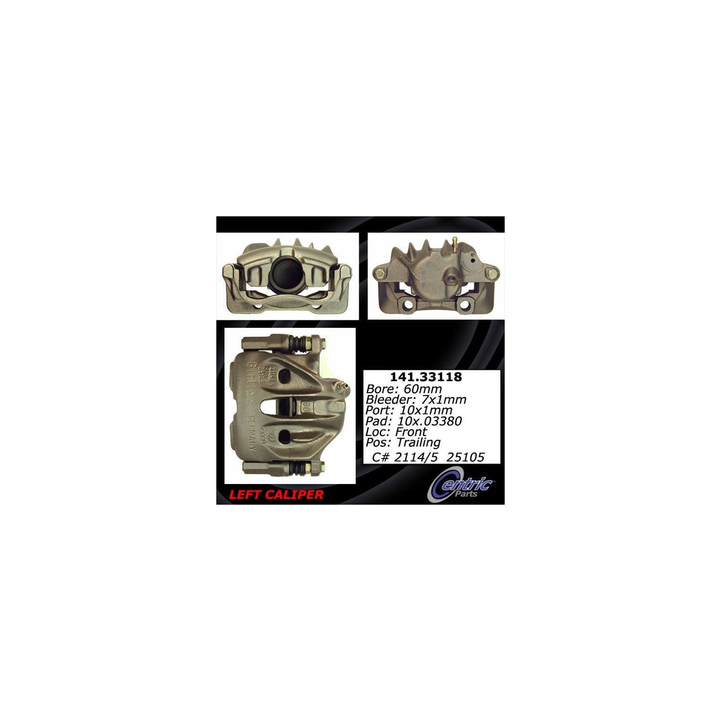 Stoptech Centric Semi-Loaded Brake Caliper - Front Left 141.33118