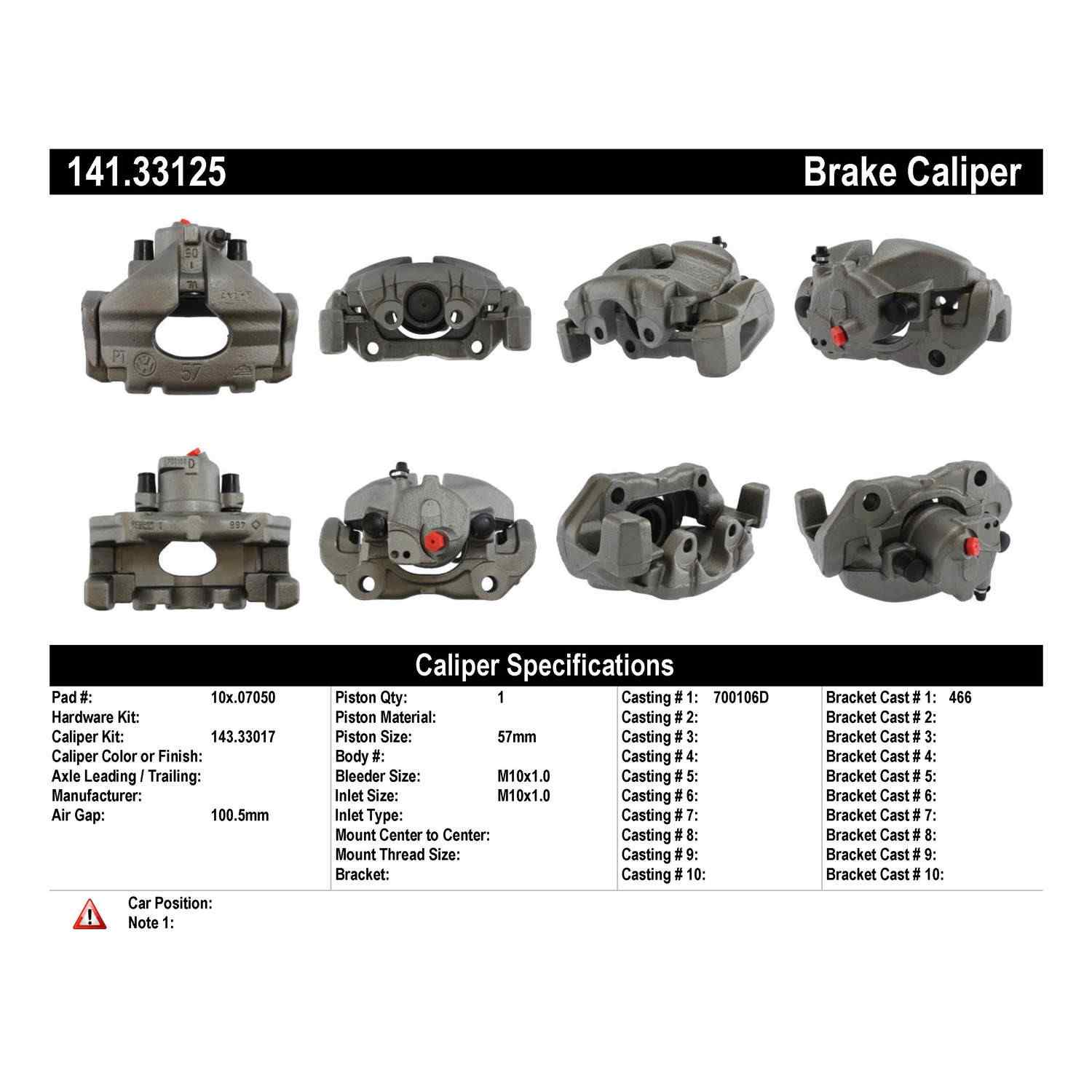 Stoptech Centric 96-97 Volkswagen EuroVan Semi-Loaded Brake Caliper - Front Right 141.33125