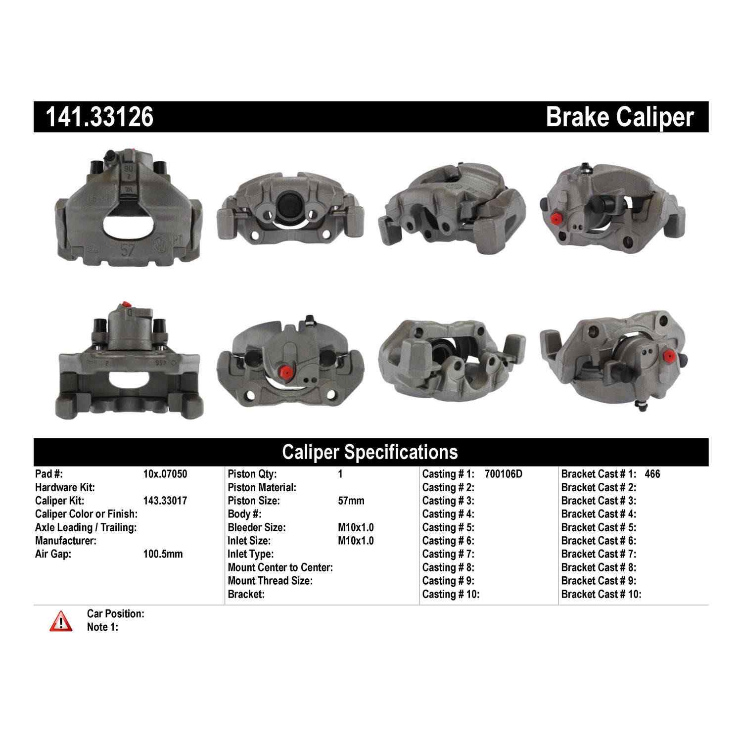 Stoptech Centric 96-97 Volkswagen EuroVan Semi-Loaded Brake Caliper - Front Left 141.33126