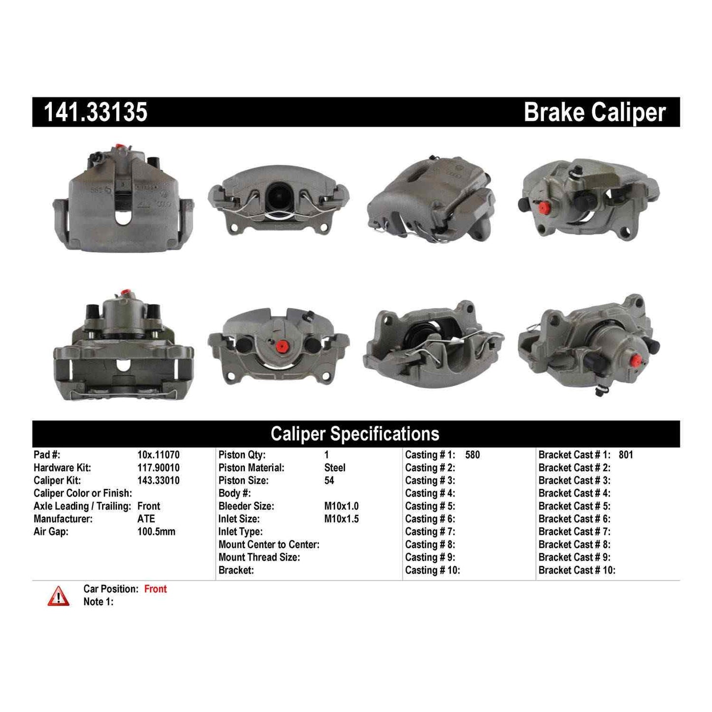 Centric Parts Disc Brake Caliper Semi-Loaded with anti-corrosion finish for 2018-2015 Audi A1, 2012-2010 A3, 2016-2013 Seat Ibiza, 2019-2012 VW Beetle