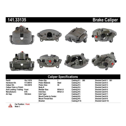 Centric Parts Disc Brake Caliper Semi-Loaded with anti-corrosion finish for 2018-2015 Audi A1, 2012-2010 A3, 2016-2013 Seat Ibiza, 2019-2012 VW Beetle