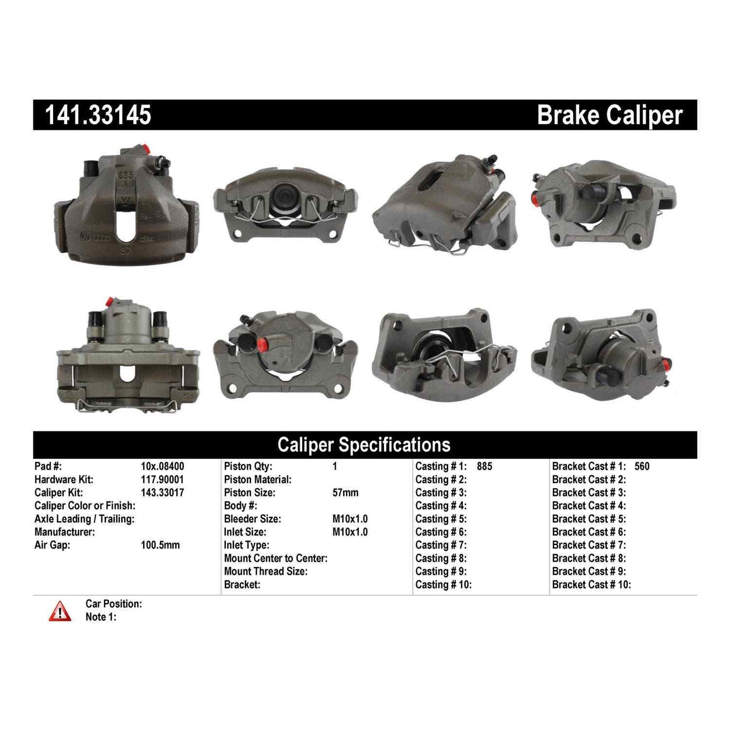 Centric Parts Semi-Loaded Brake Caliper 141.33145