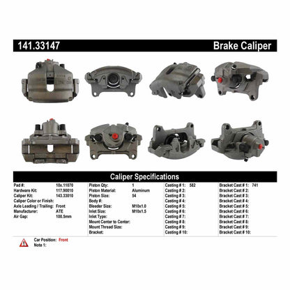 Centric Parts Disc Brake Caliper Semi-Loaded with anti-corrosion finish for 2006-2009 Audi A3, TT, Volkswagen CC, Eos, GTI, Jetta, Passat and 2018 Polo 141.33147