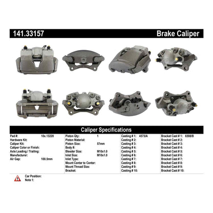 Centric Parts Disc Brake Caliper Semi-Loaded with anti-corrosion finish for 2009-2016 Audi A4 allroad Quattro 141.33157