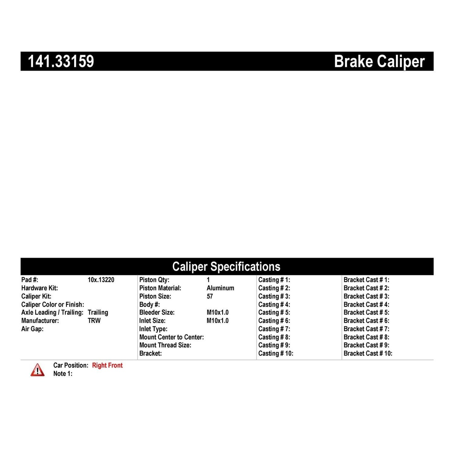 Centric Parts Semi-Loaded Brake Caliper 141.33159
