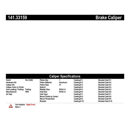 Centric Parts Semi-Loaded Brake Caliper 141.33159