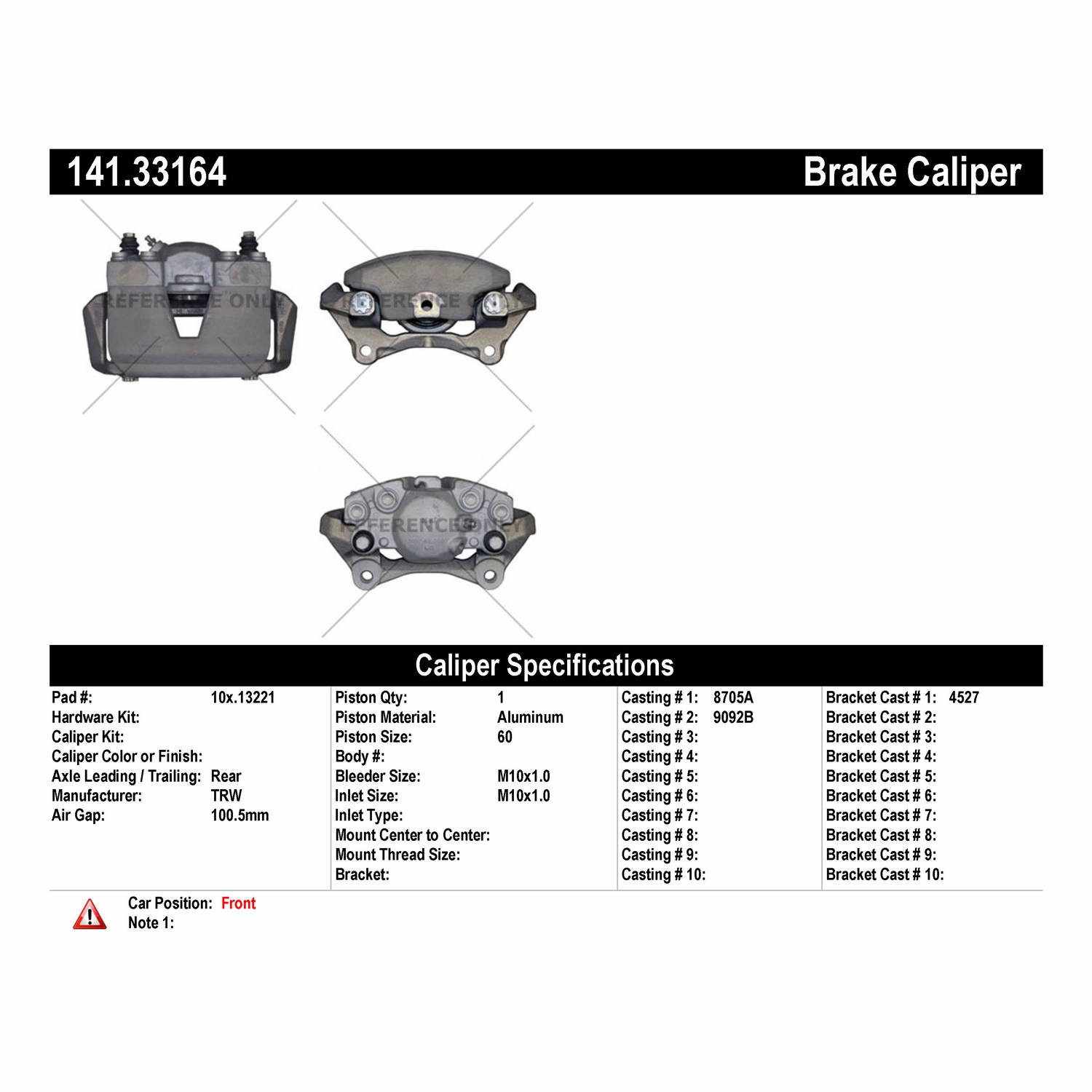 StopTech Semi-Loaded Brake Caliper 141.33164