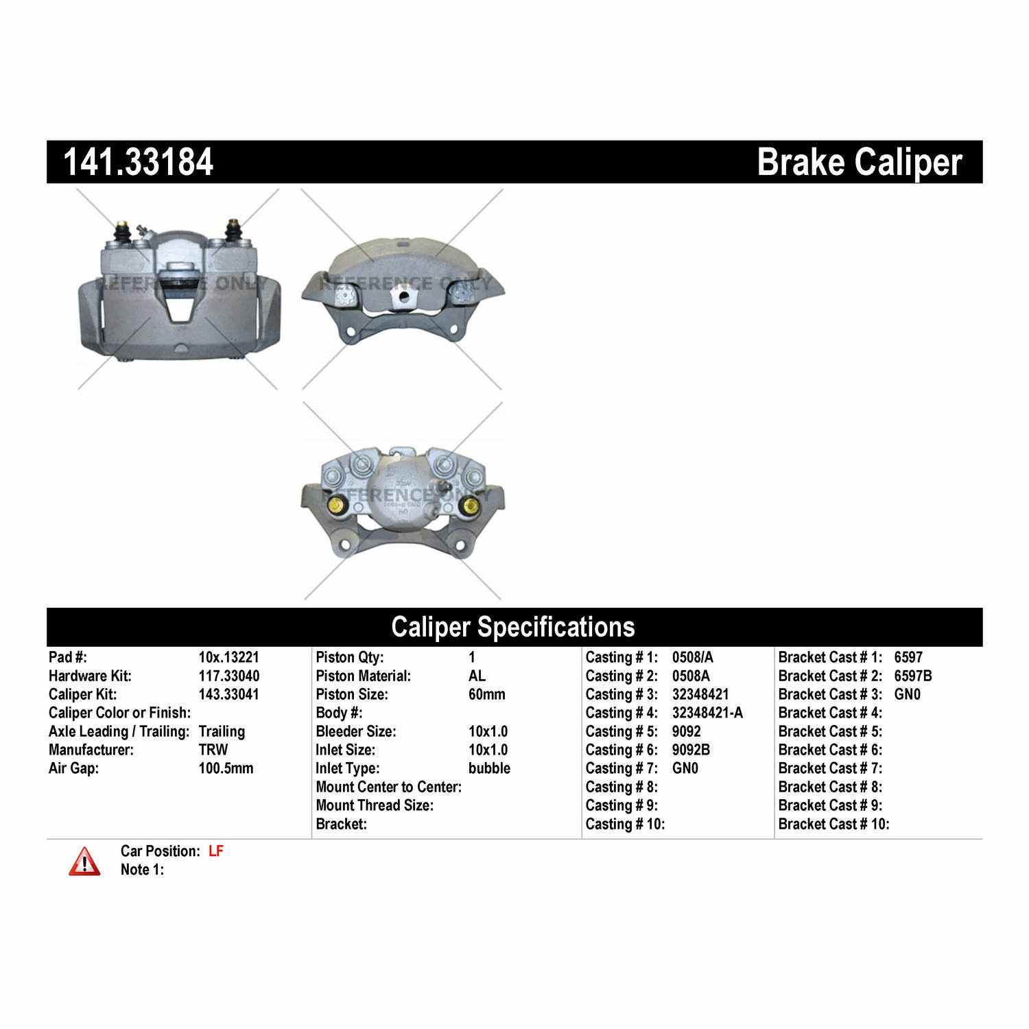 StopTech Semi-Loaded Brake Caliper 141.33184