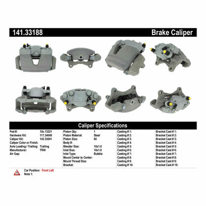 Stoptech Centric 14-19 Audi A6 Semi-Loaded Brake Caliper - Front Left 141.33188